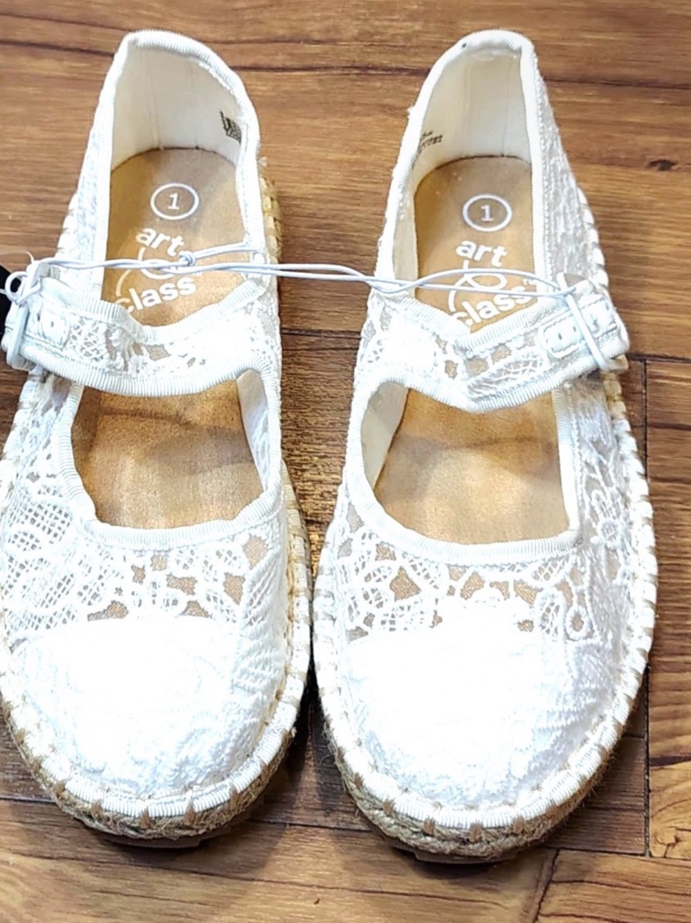 art class White Lace Mary Jane Espadrille Mules
